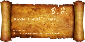 Burda Honóriusz névjegykártya